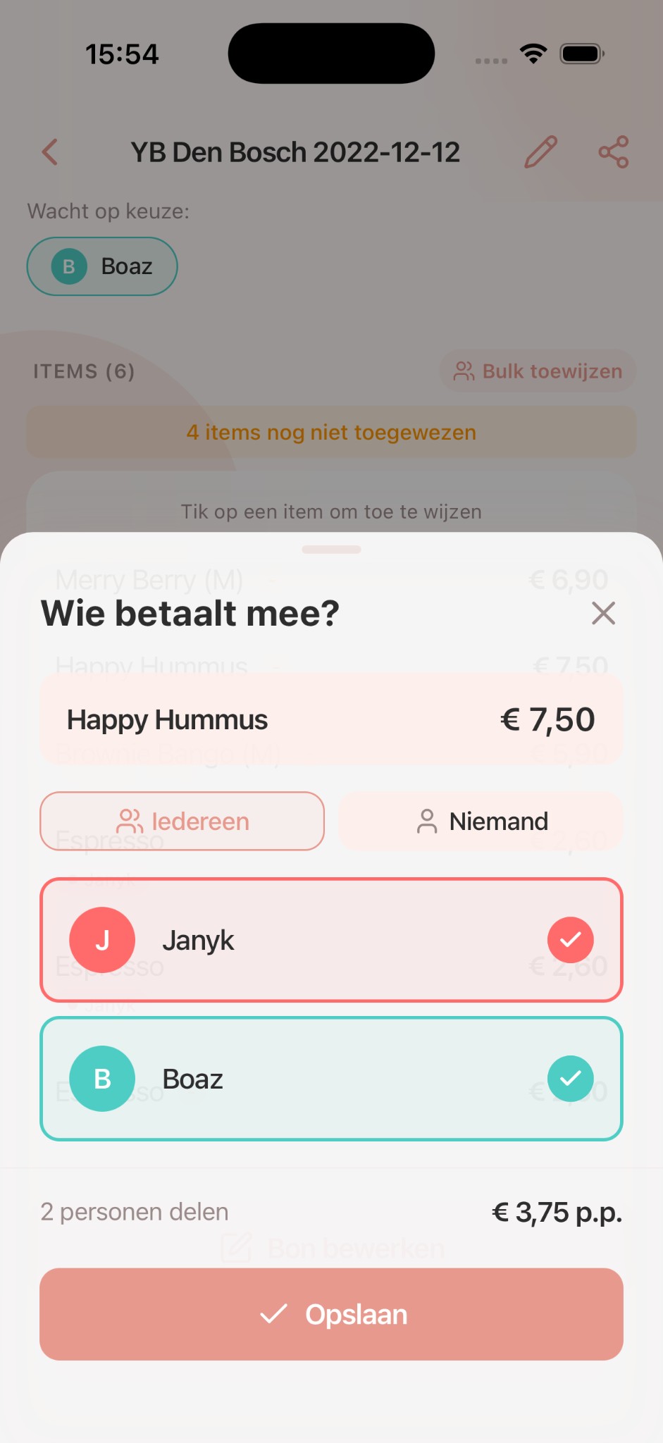 Items toewijzen aan personen