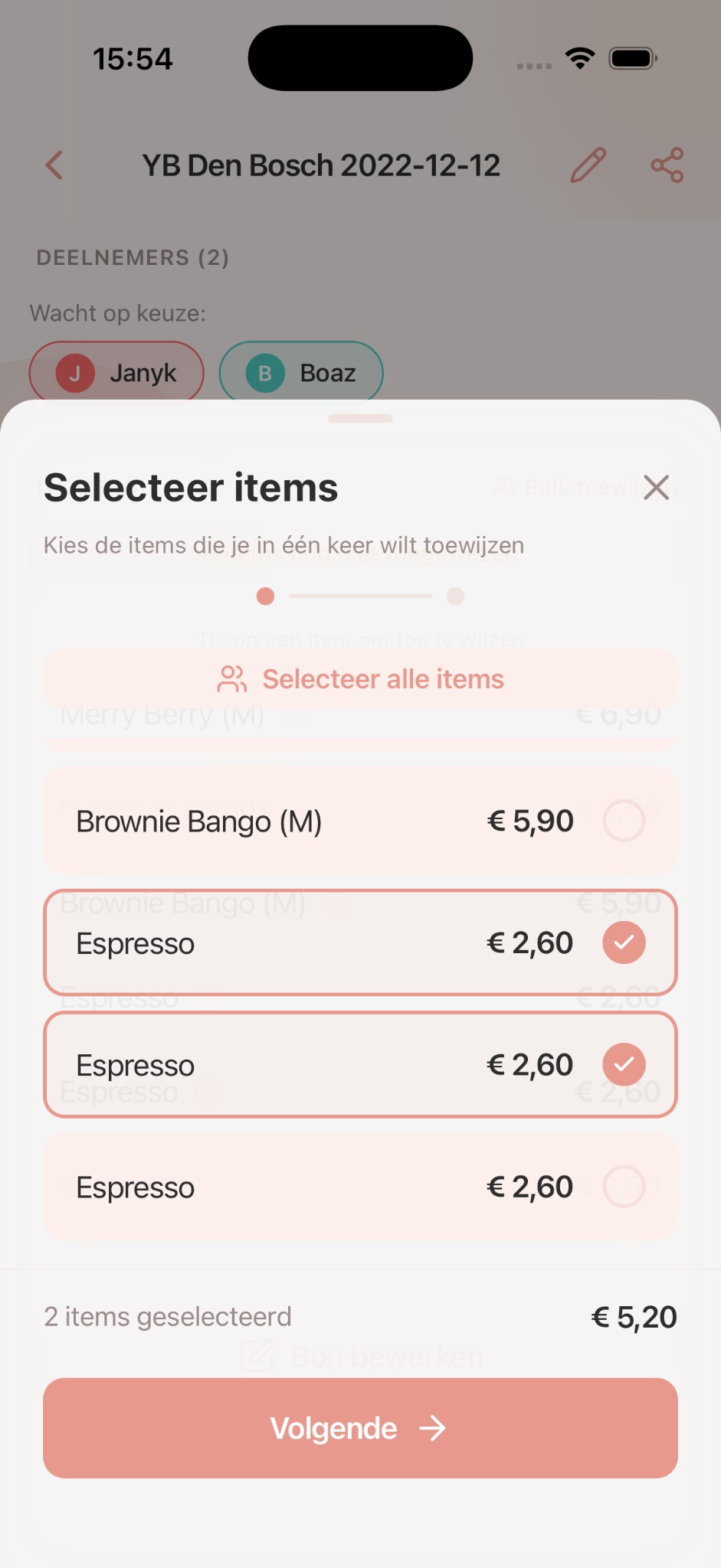 Meerdere items tegelijk selecteren