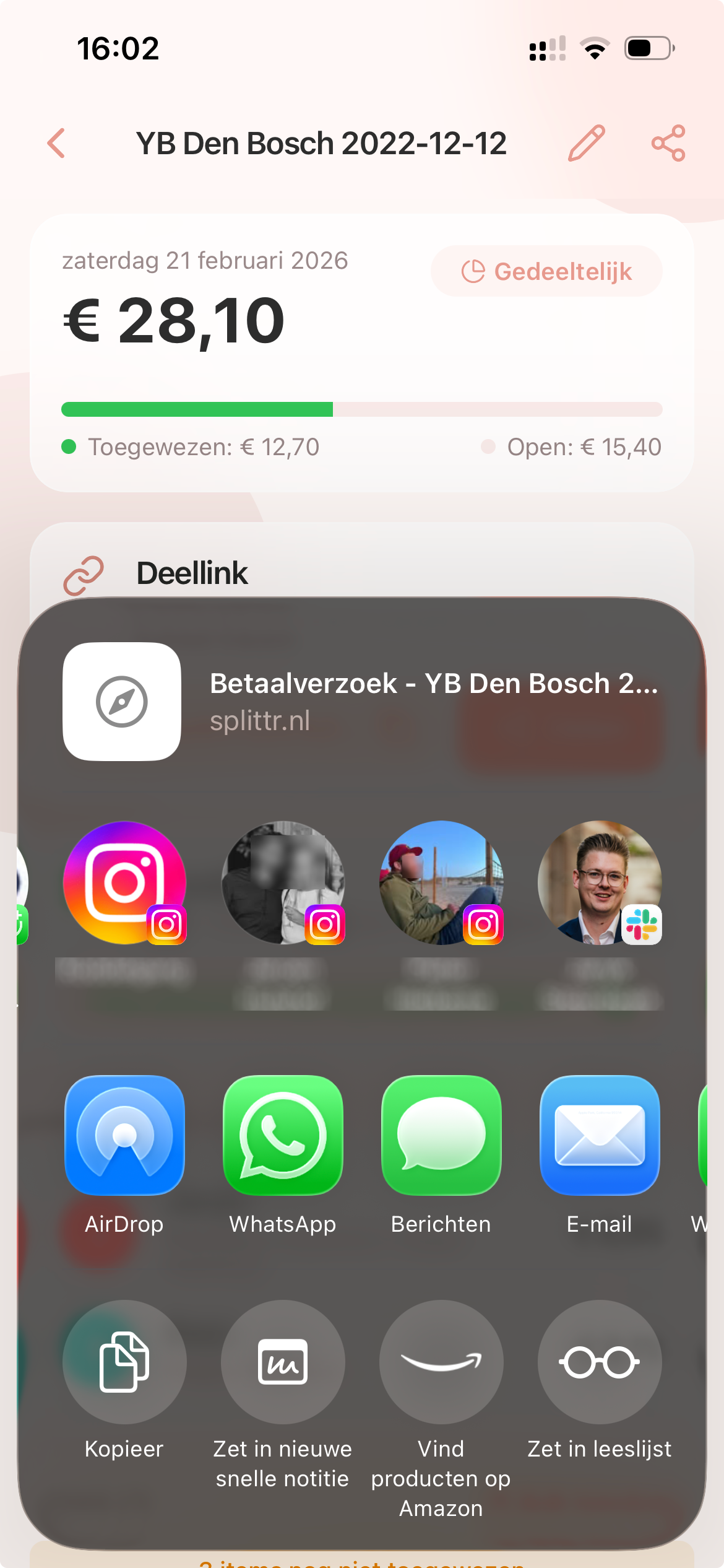 iOS share sheet met WhatsApp en AirDrop